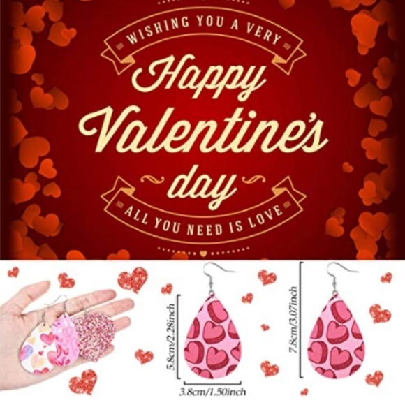 5/$25 Polka Dot Earrings Red Earrings Teardrop Retro Earrings Faux Leather 50s - Picture 4 of 7